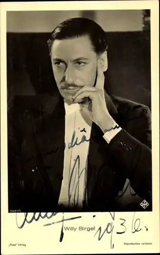 Ak Schauspieler Willy Birgel, Portrait, UFA Film, Autogramm