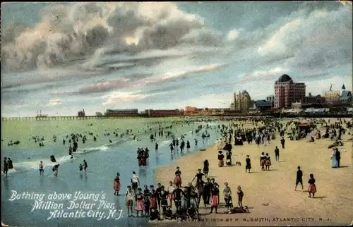 Ak Atlantic City New Jersey USA, Bathing above Young's Million Dollar Pier