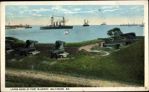 Ak Baltimore Maryland USA, Large Guns at Fort McHenry