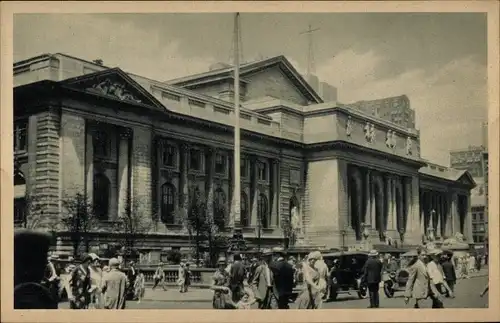 Ak New York City, Blick auf die Library, Passanten, Bibliothek