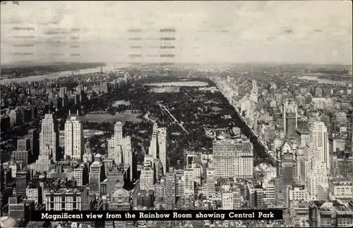 Ak Manhattan New York City USA, Central Park, view from the Rainbow Room