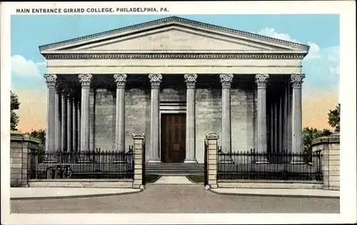 Ak Philadelphia Pennsylvania USA, Main Entrance Girard College