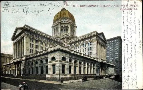 Ak Chicago Illinois USA, U. S. Government Building and Post Office