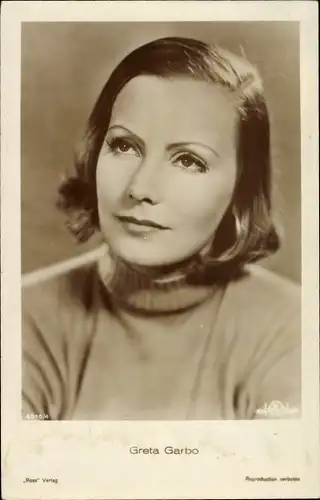 Ak Schauspielerin Greta Garbo, Portrait