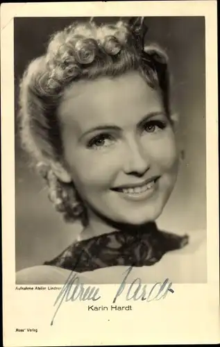 Ak Schauspieler Karin Hardt, Portrait, Autogramm