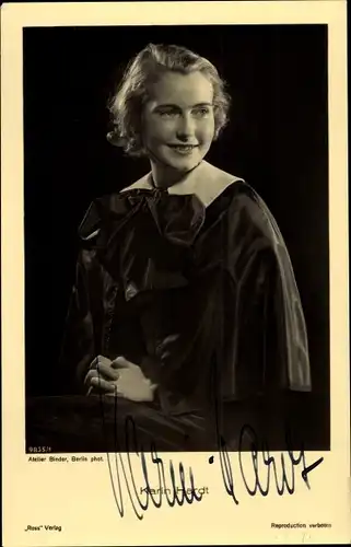 Ak Schauspielerin Karin Hardt, Portrait, Ross Verlag 9835/1, Autogramm