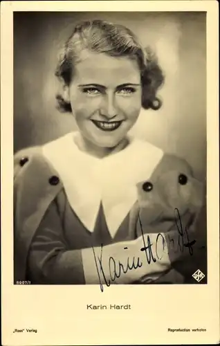 Ak Schauspielerin Karin Hardt, Portrait, Autogramm