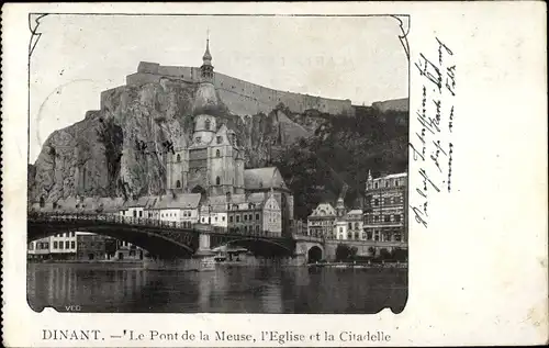 Ak Dinant Wallonien Namur, Le Pont de la Meuse, l'Eglise et la Ciradelle