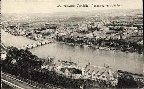 Ak Namur Wallonien, Citadelle, Panorama vers Jambes