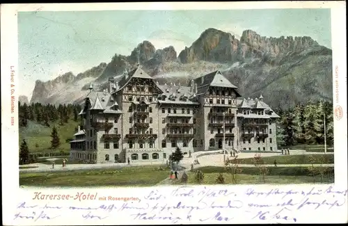 Ak Südtirol, Karersee Hotel, Rosengarten