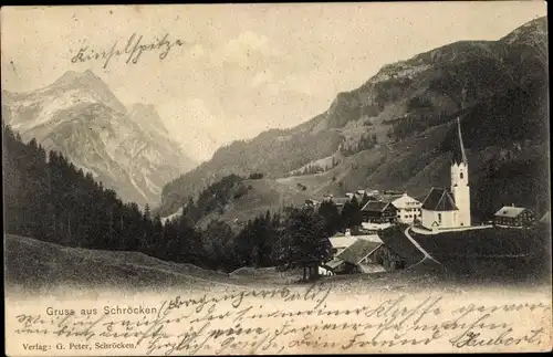 Ak Schröcken Vorarlberg, Blick auf den Ort, Kirche