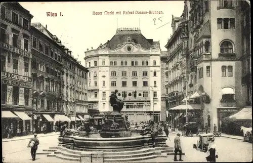 Ak Wien I., Neuer Markt mit Rafael Donner-Brunnen