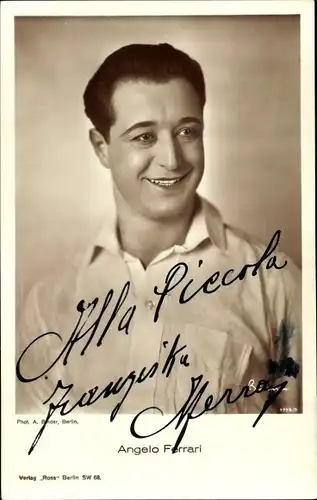 Ak Schauspieler Angelo Ferrari, Portrait, Autogramm