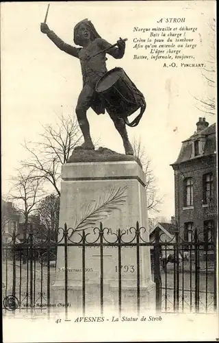 Ak Avesnes sur Helpe Nord, La Statue de Stroh