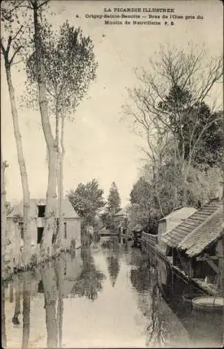 Ak Origny Sainte Benoite Aisne, Bras de l'Oise, Moulin de Neuvillette