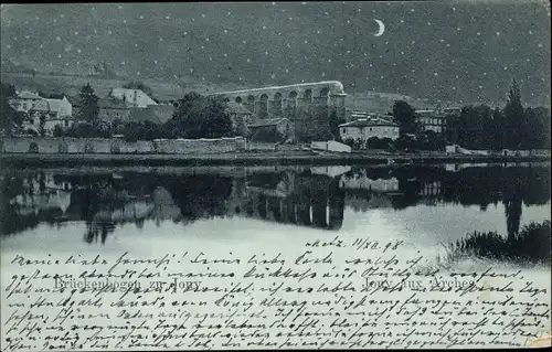 Mondschein Ak Jouy aux Arches Gaudach Lothringen Moselle, Brückenbogen