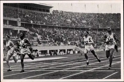 Sammelbild Olympia 1936, 400m Lauf, Williams, Brown, Lu Valla