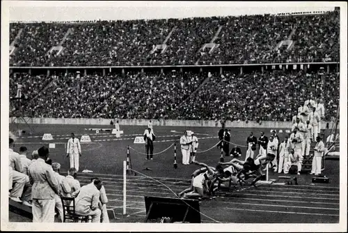 Sammelbild Olympia 1936, 800m Läufer, Sieger John Woodruff