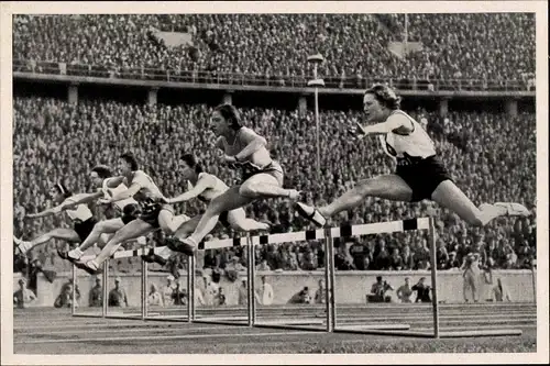 Sammelbild Olympia 1936, Hürdenläuferinnen, Valla, Steuer