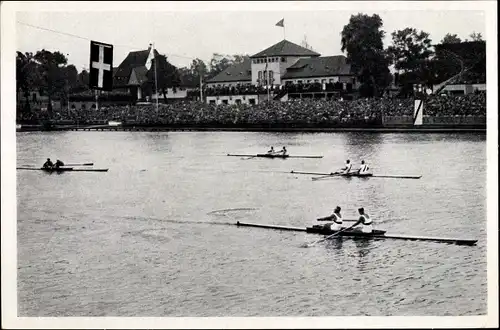 Sammelbild Olympia 1936, Deutsche Ruderer W. Eichhorn und H. Strauß im Zweier