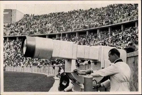 Sammelbild Olympia 1936, Aufnahmegerät für das Fernsehen im Stadion