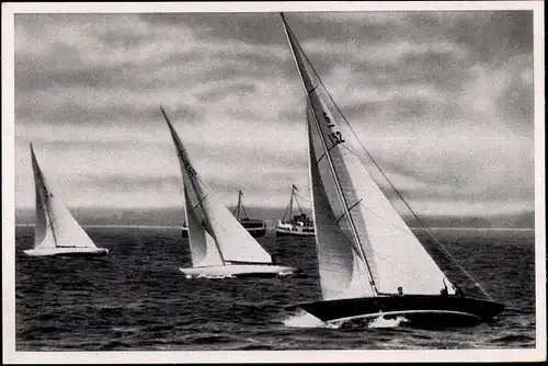 Sammelbild Olympia 1936, Boote der 6m Klasse, Segelboote