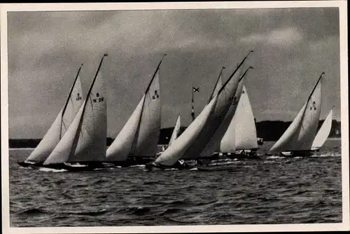 Sammelbild Olympia 1936, Jachten der 8m Klasse, Segelboote