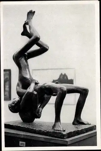 Sammelbild Olympia 1936, Plastik Ringende Knaben von Stig Blomberg