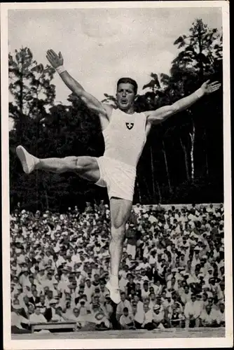 Sammelbild Olympia 1936, Schweizer Turner Mack bei den Freiübungen