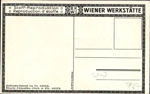 Künstler Ak Arber, Stoffmuster Entwurf, Wiener Werkstätte, Glückwunsch Neujahr