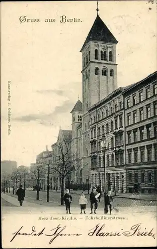 Ak Berlin Prenzlauer Berg, Herz Jesu Kirche, Fehrbelliner Straße