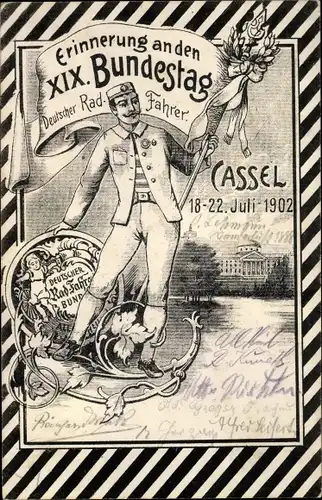 Passepartout Litho Kassel in Hessen, 19. Bundestag Deutscher Radfahrer 1902, Deutscher Radfahrerbund