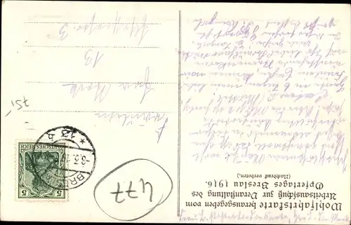 Künstler Ak Wrocław Breslau in Schlesien, Opfertag 1916, Gott bezahl es, Degen, Sammeldose, Wiege