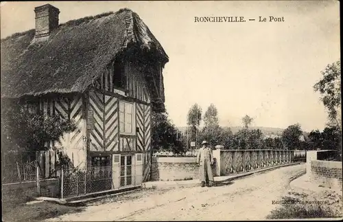 Ak Roncheville Saint Martin aux Chartrains Calvados, Le Pont