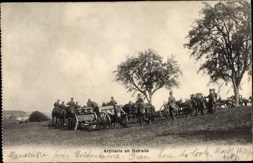 Ak Artillerie en Retraite, Schweizerische Soldaten