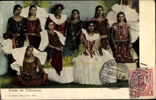 Ak Mexiko, Grupo di Tehuanas, Mexikanische Tracht