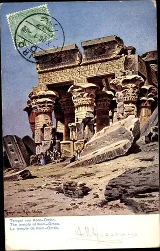 Künstler Ak Perlberg, F., Ägypten, Tempel von Kom Ombo, antike Stätte
