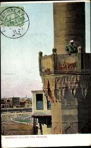 Ak Muezzin calling the Prayers, Maghreb, Turm