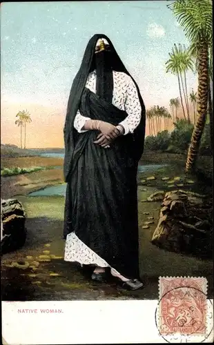 Ak Native Woman, Maghreb, Verschleierte Frau