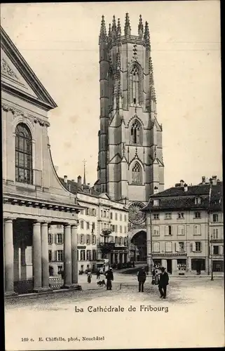 Ak Fribourg Freiburg Stadt Schweiz, La Cathédrale, Geschäfte