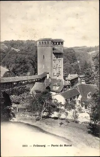 Ak Fribourg Freiburg Stadt Schweiz, Porte de Morat