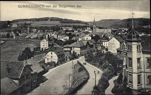 Ak Gummersbach im Oberbergischen Kreis, Blick von der Bergstraße auf den Ort