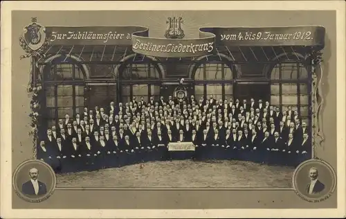 Ak Berlin Steglitz, Zur Jubiläumsfeier des Berliner Liederkranz vom 4. bis 9. Januar 1912, Wappen