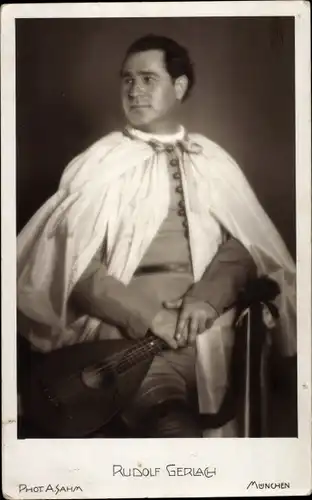 Foto Ak Opernsänger Rudolf Gerlach, Portrait, Autogramm