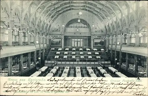 Ak Karlsruhe in Baden, Großer Festhalle-Saal