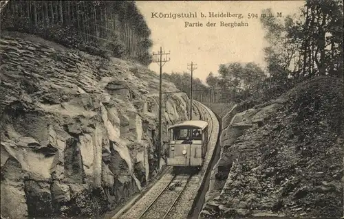 Ak Heidelberg am Neckar, Königstuhl, Partie der Bergbahn