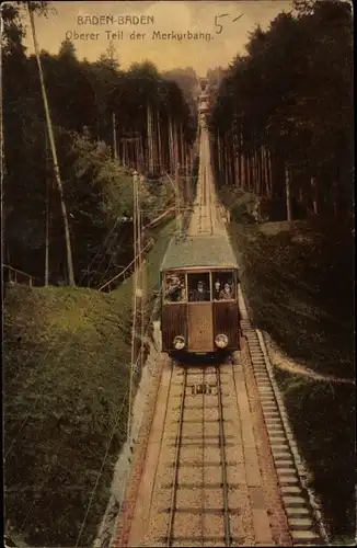 Ak Baden Baden am Schwarzwald, Oberer Teil der Merkurbahn