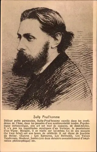 Künstler Ak Schriftsteller Sully Prudhomme, Portrait