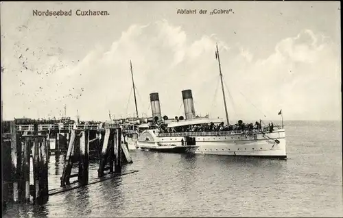 Ak Seebäderdampfer Cobra, HAPAG, Nordseebad Cuxhaven