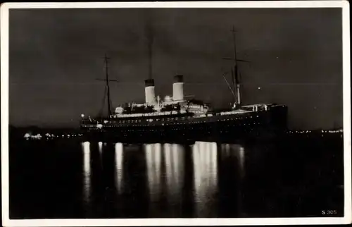 Ak Doppelschrauben Motorschiff Monte Olivia, HSDG, Nachtaufnahme